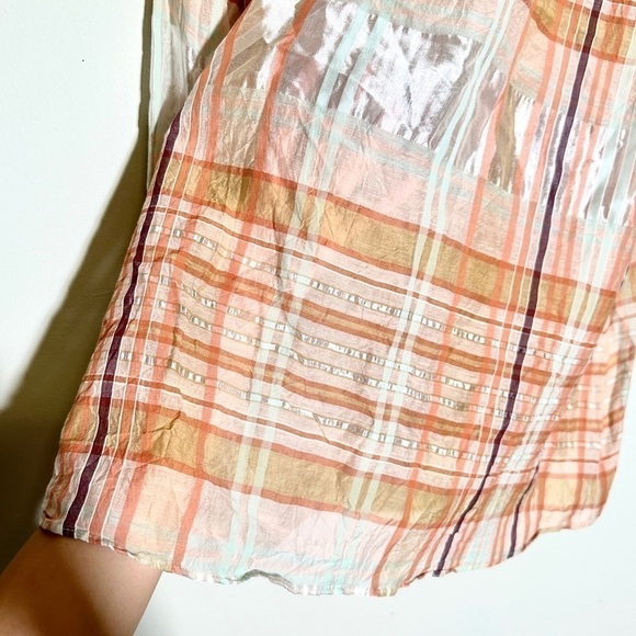 Madewell Wilton Plaid Print Tie-Neck Ruffle Sleeve Silk Blend Top Size Small - Picture 9 of 15